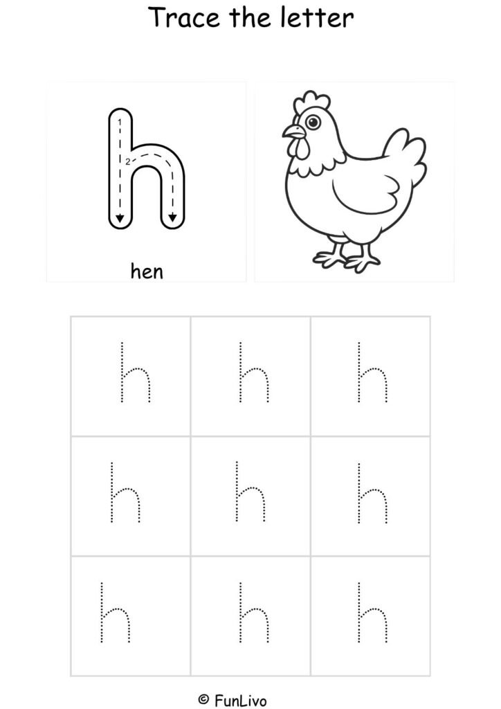 Lowercase Letter H Tracing Worksheet