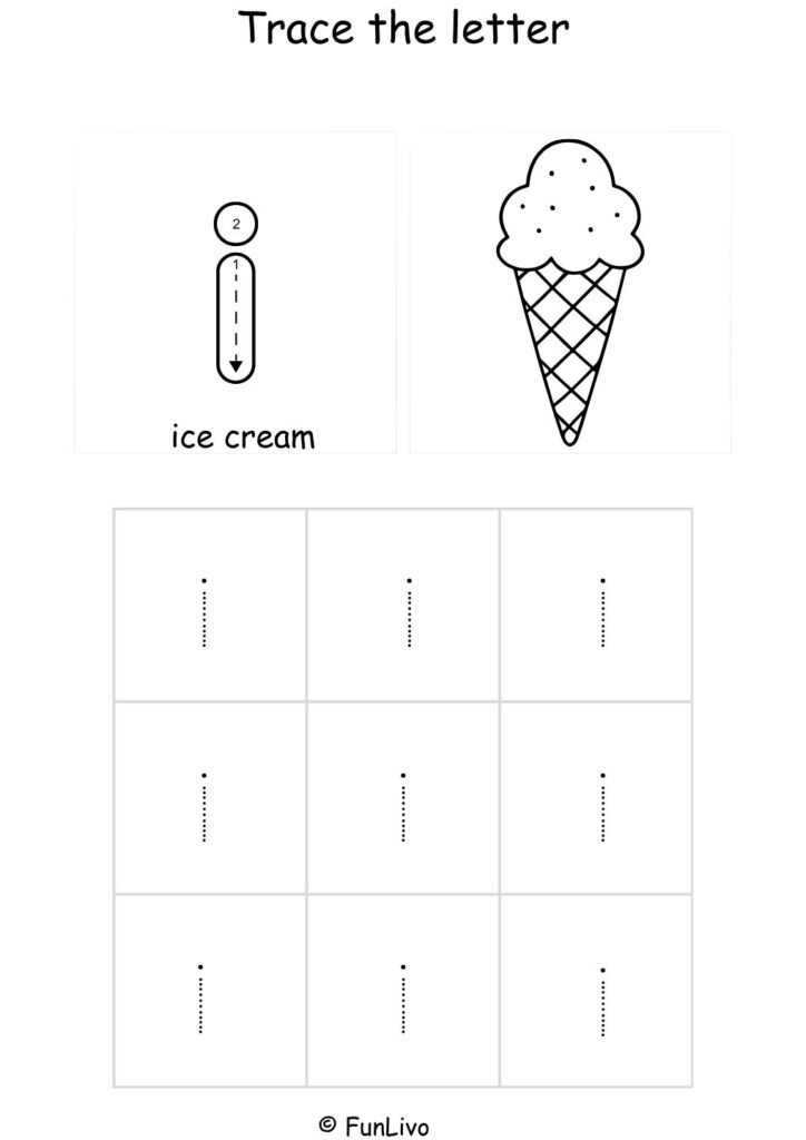Lowercase Letter I Tracing Worksheet