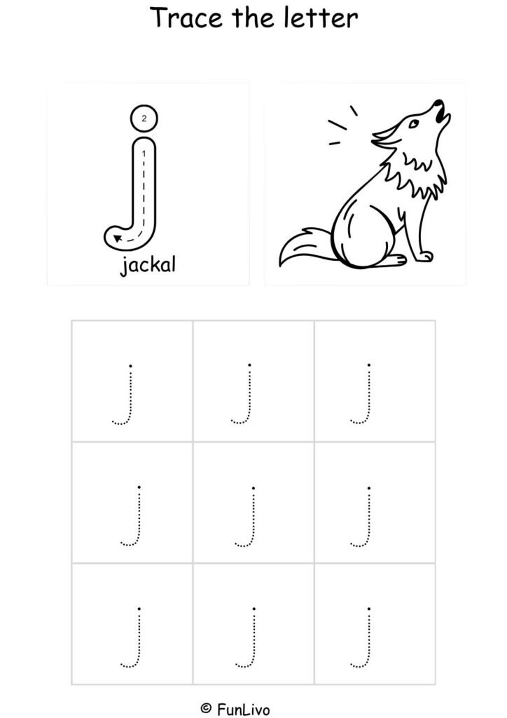 Lowercase Letter J Tracing Worksheet