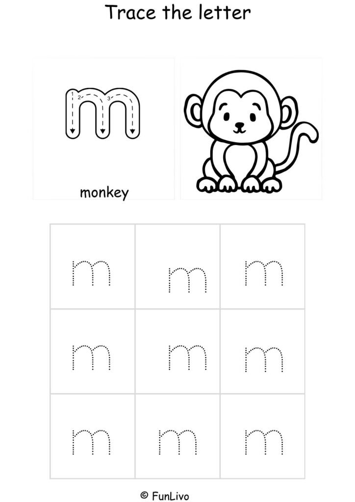 Lowercase Letter M Tracing Worksheet