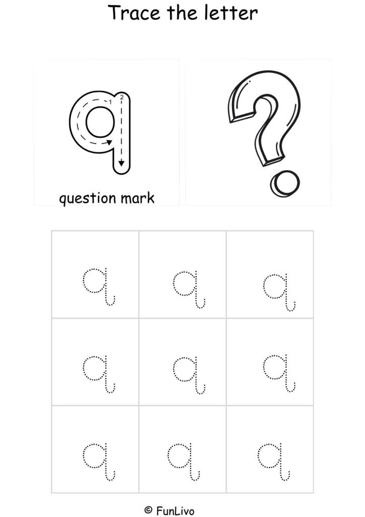 Lowercase Letter Q Tracing Worksheet