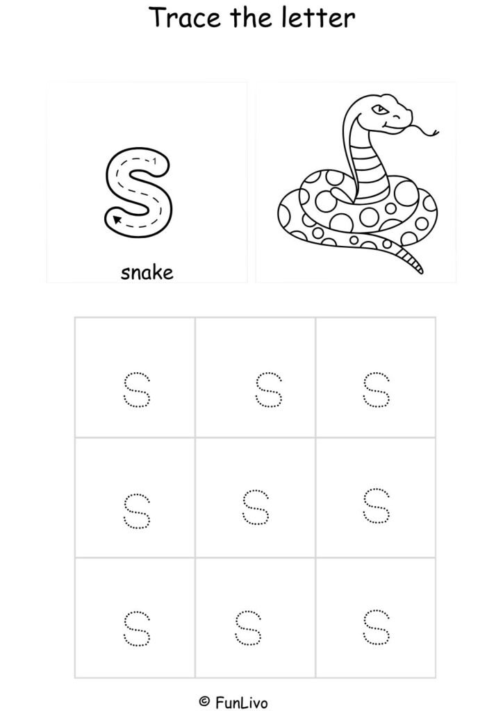 Lowercase Letter S Tracing Worksheet