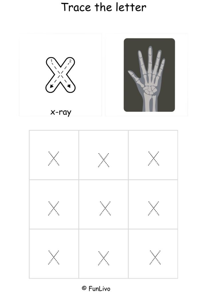 Lowercase Letter X Tracing Worksheet