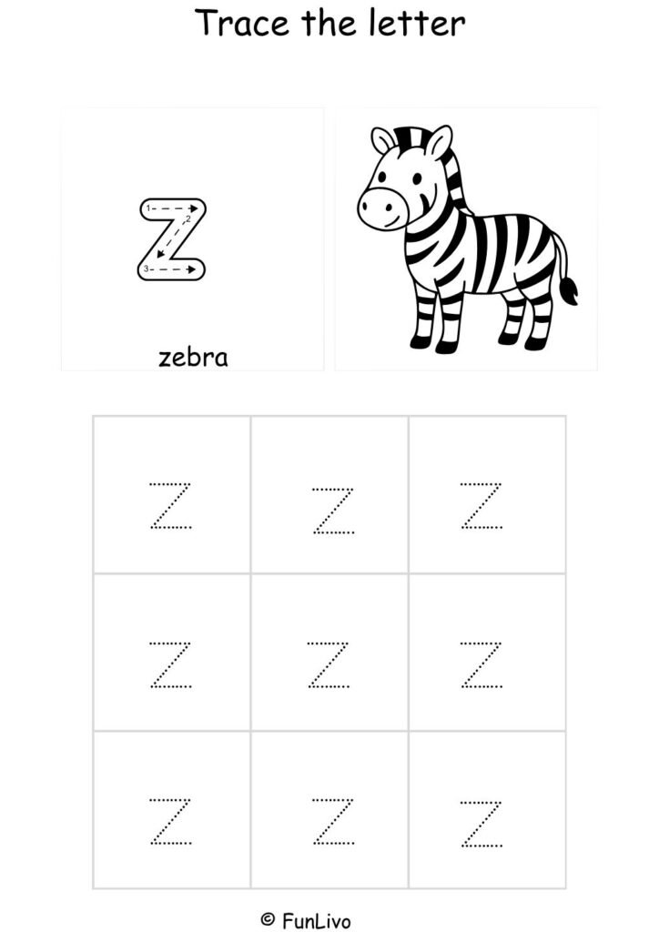 Lowercase Letter Z Tracing Worksheet