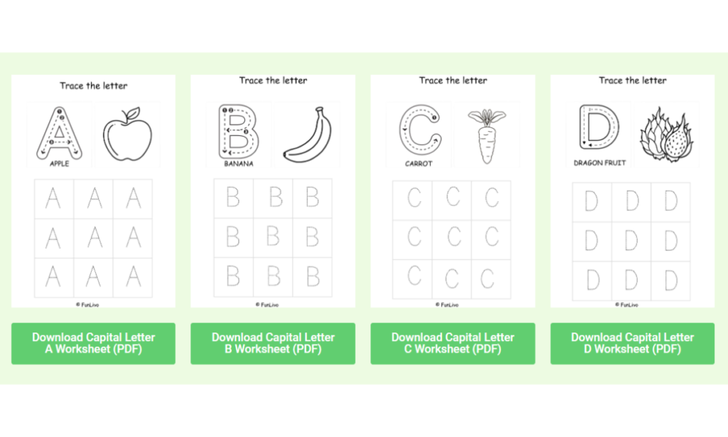 Free Uppercase Alphabet Tracing Worksheets A to Z PDF for Preschool and Kindergarten Kids