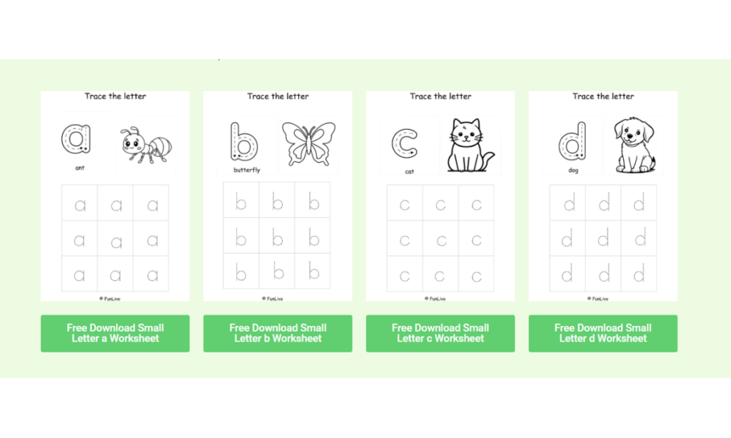Free Lowercase Alphabet Tracing Worksheets a to z PDF for Preschool and Kindergarten Kids