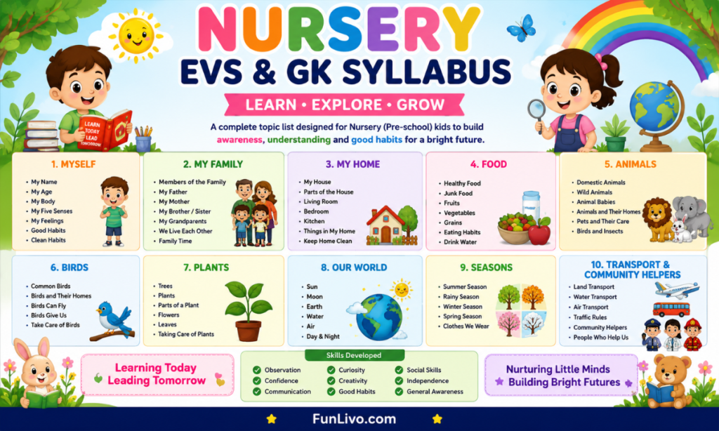 Nursery EVS and GK Syllabus: Complete Topic List for Preschool (2026 Guide)