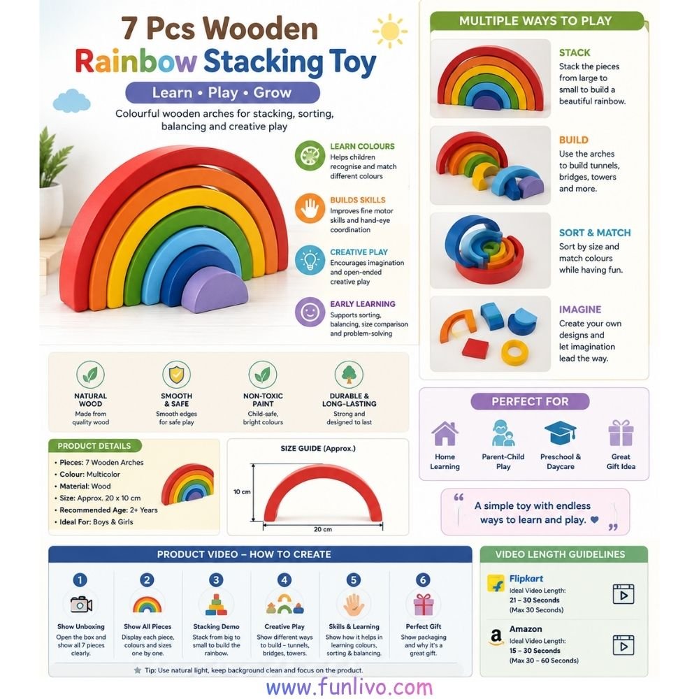 Infographic Image in Detail Wooden rainbow stacking toy