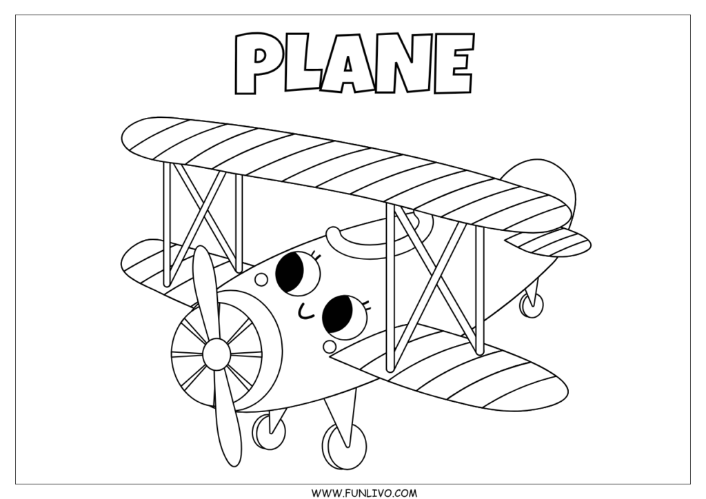 Free plane coloring worksheet for preschool kids