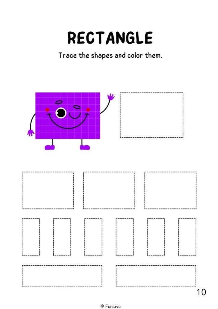 Rectangle tracing worksheet for preschool kids