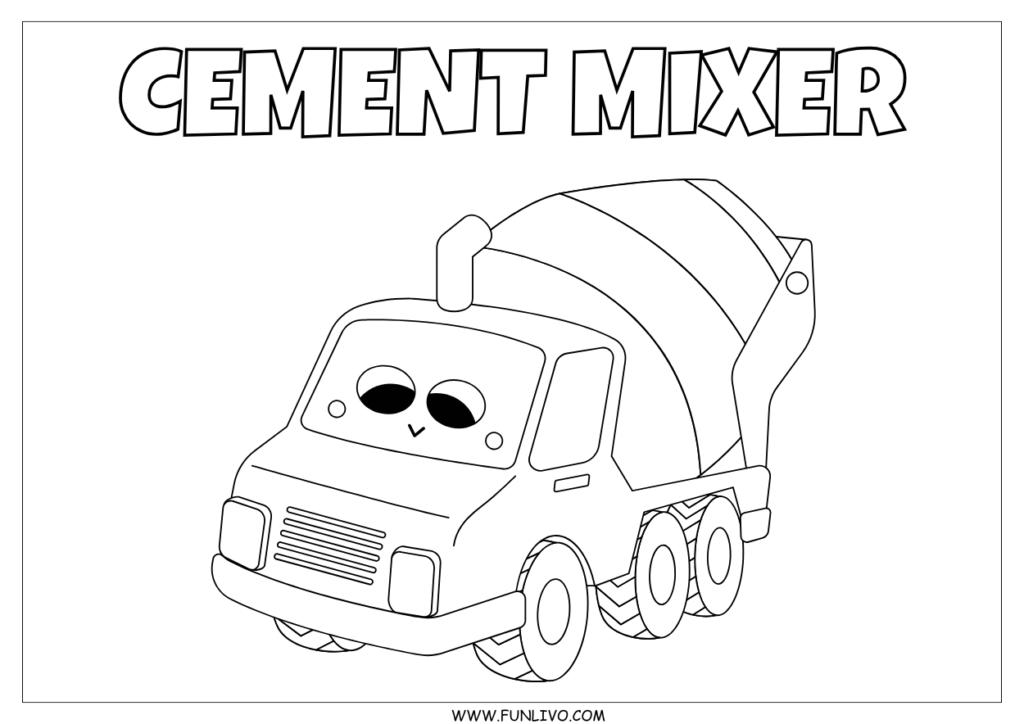 Free cement mixture coloring worksheet for preschool kids