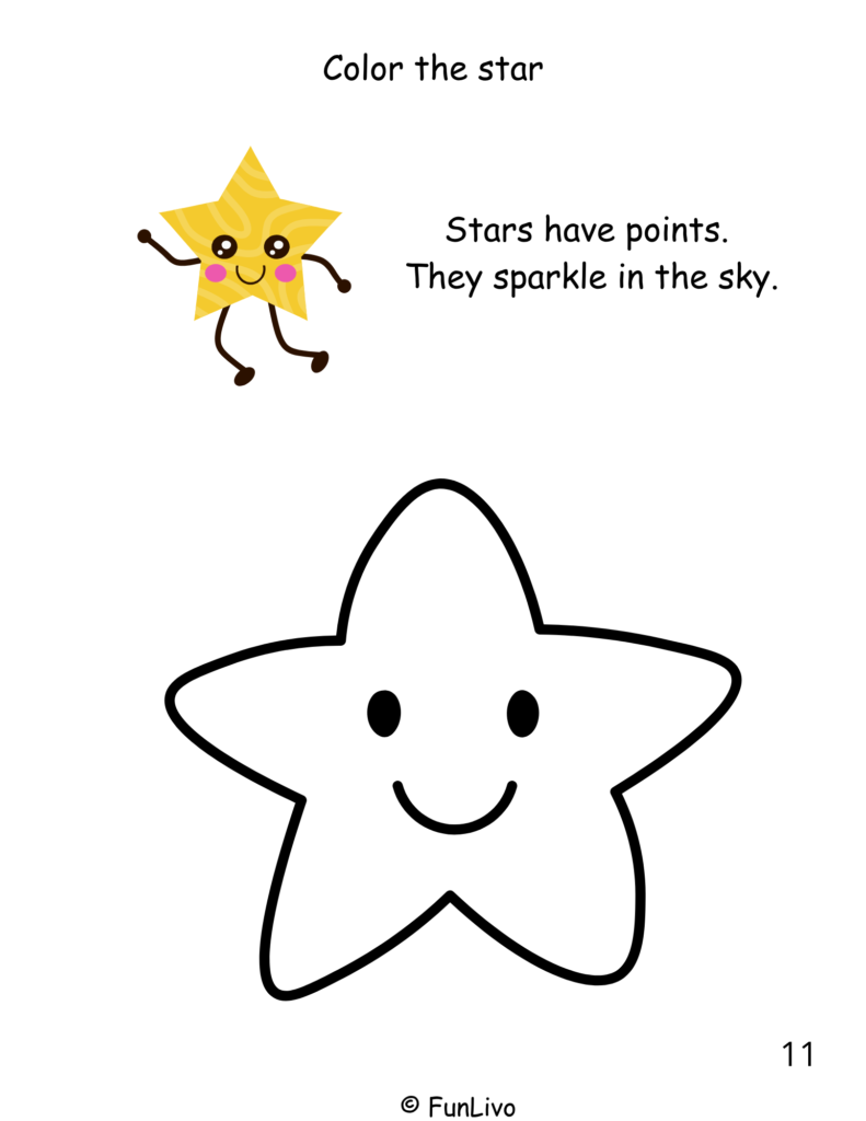 Star coloring worksheet for preschool kids