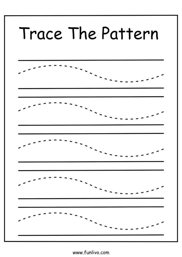 Pencil control worksheet with curved line tracing activities