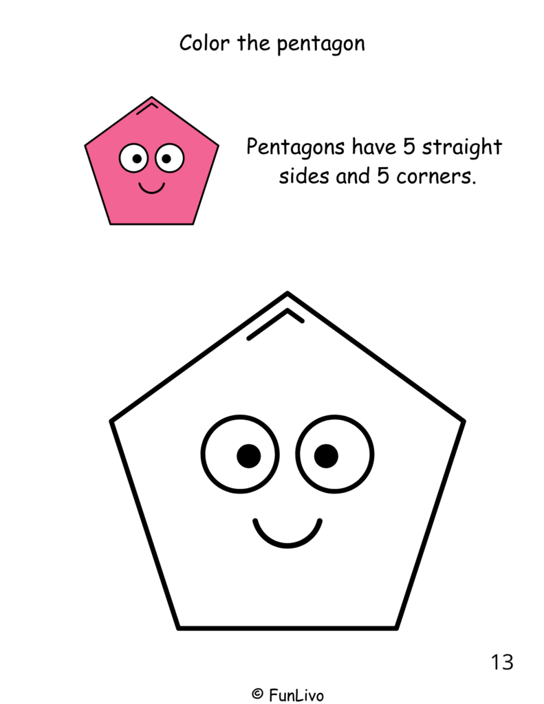 pentagon coloring shape for preschool kids