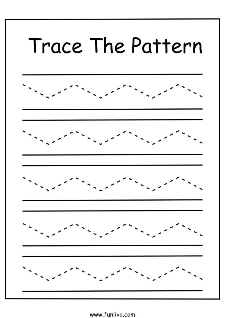 Pencil control worksheet with zigzag line tracing activities
