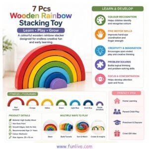 Wooden rainbow stacking toy – 7-piece wooden stacker for kids