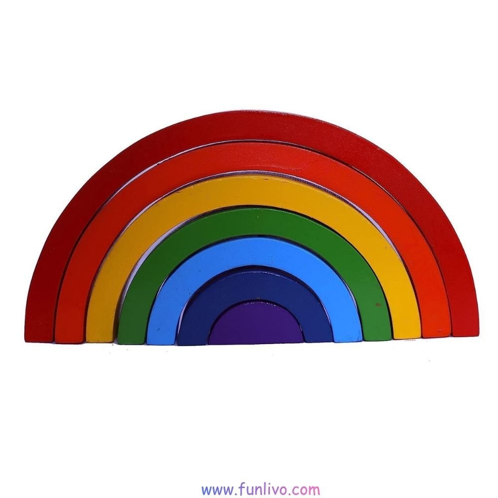 7-piece wooden rainbow stacker toy
