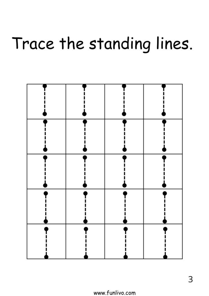 Free standing line tracing worksheet for preschool kids