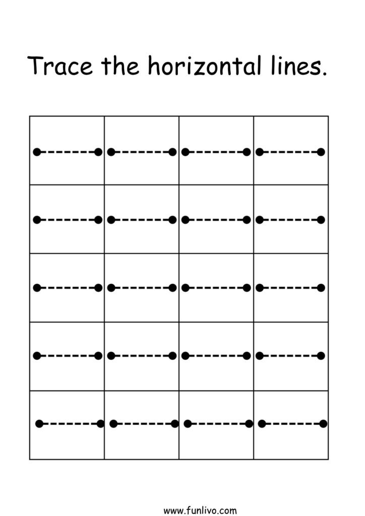 Free horizontal line tracing worksheet for preschool kids