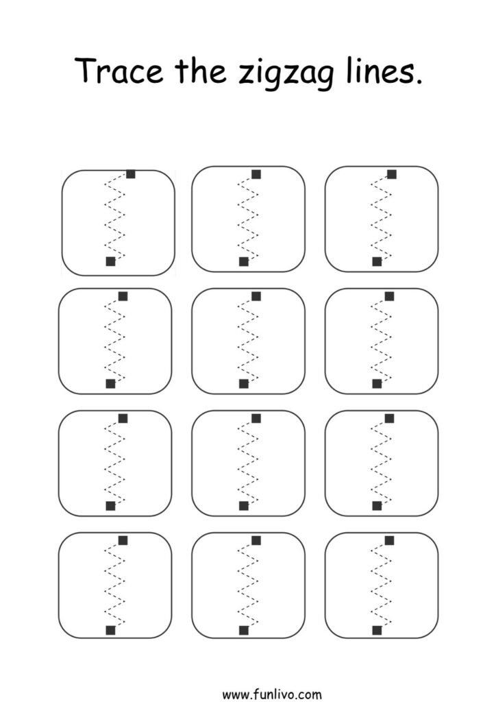 Pencil control worksheet for tracing zigzag lines