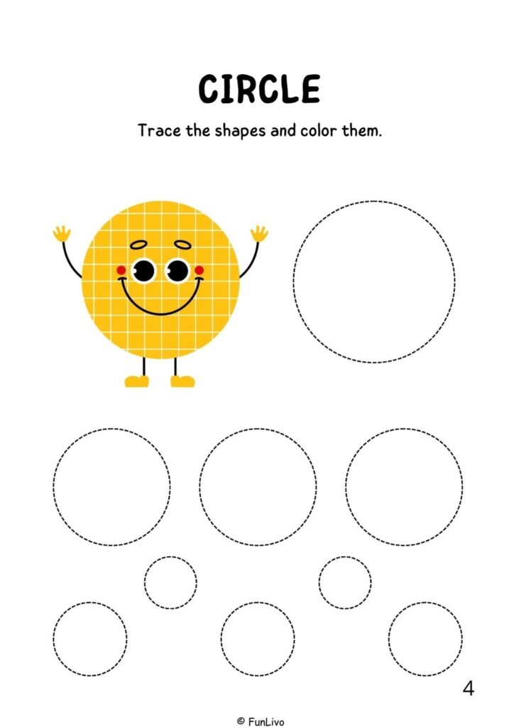 Circle tracing worksheet for preschool kids