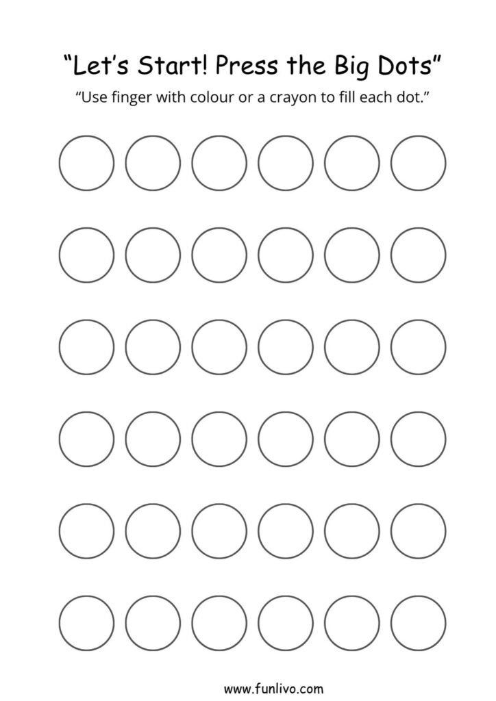 Pencil control worksheet with small circles for tracing practice