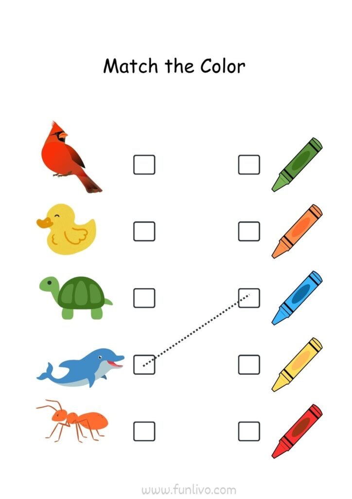 color matching activity worksheet for preschool kids
