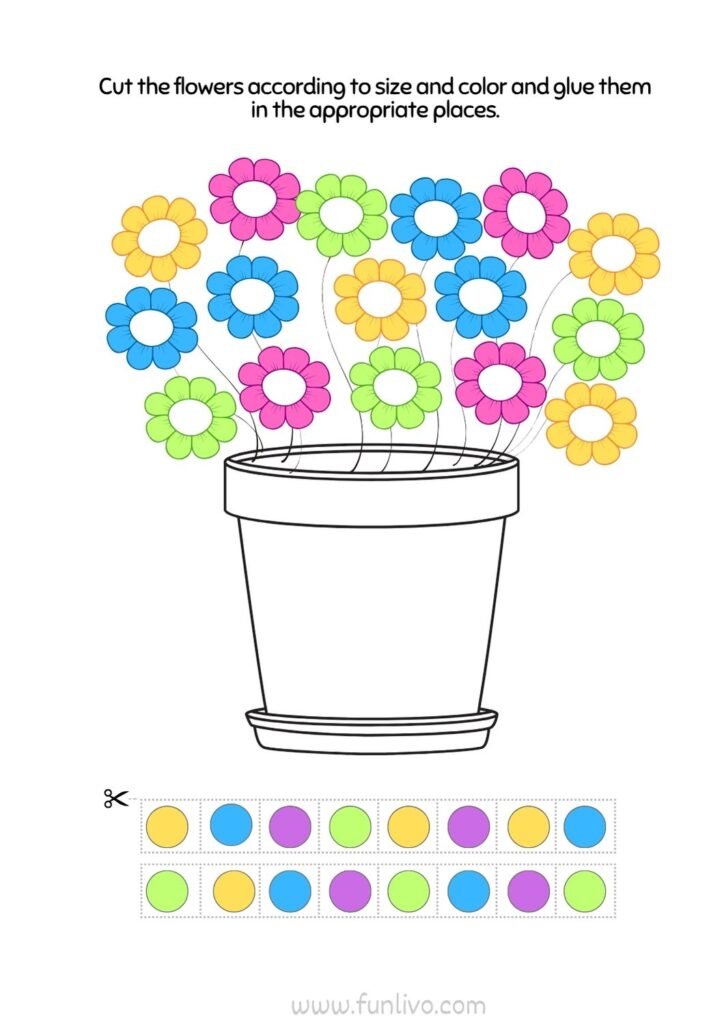 cut and paste color recognition activity worksheet for preschool kids