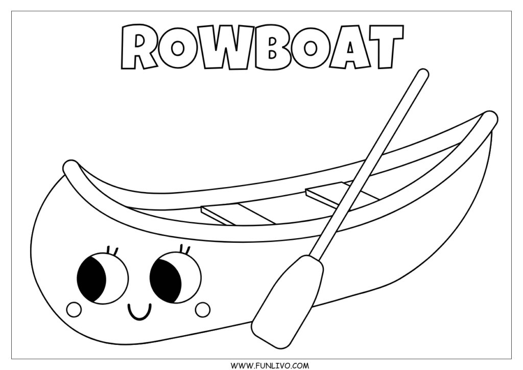 Free rowboat coloring worksheet for preschool kids