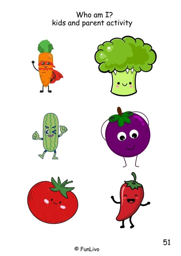 Fruits and vegetable activity worksheet for kids and parents
