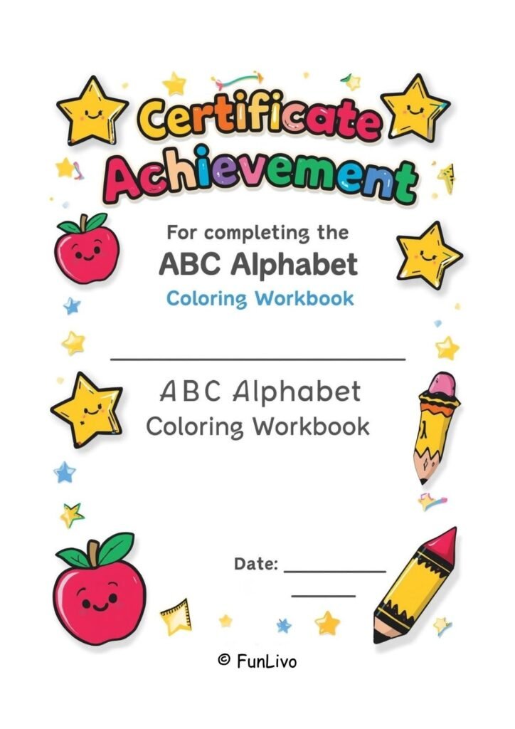 Certificate image alphabet coloring book