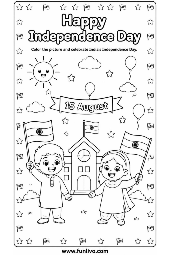 Free Happy Independence Coloring Worksheet