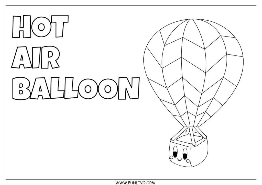 Free hot air ballon coloring worksheet for preschool kids