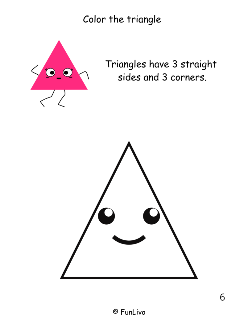 Triangle coloring worksheet for preschool kids