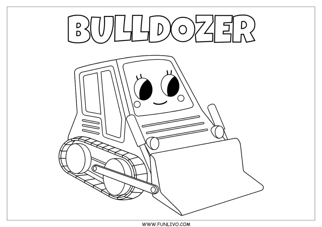 Free bulldozer coloring worksheet for preschool kids