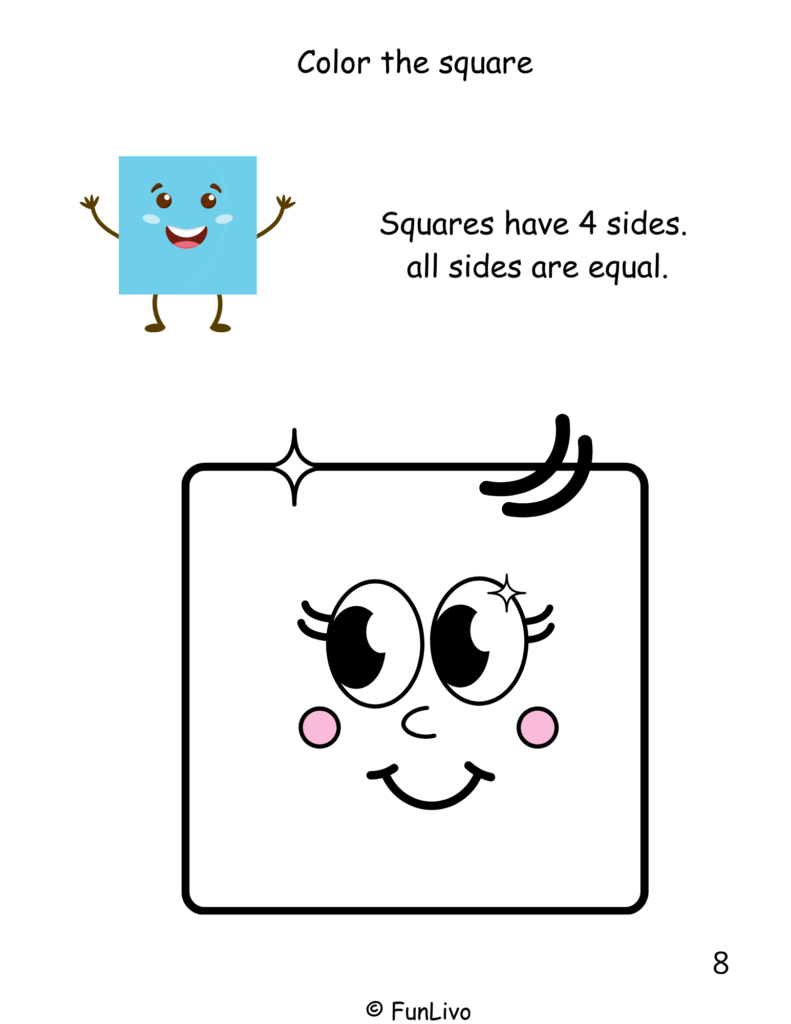 Square coloring worksheet for preschool kids