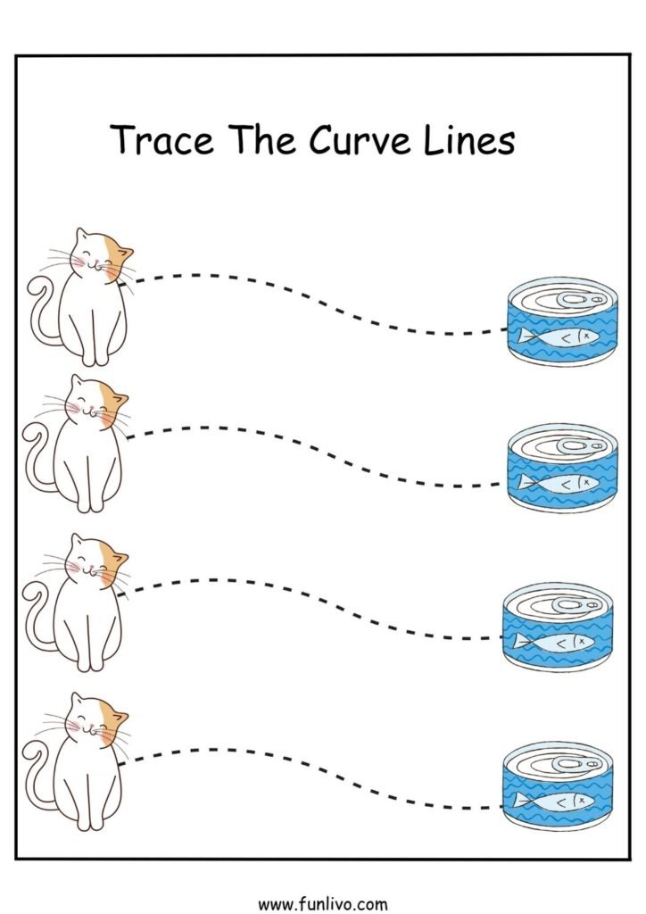 Pencil control worksheet with wavy tracing lines