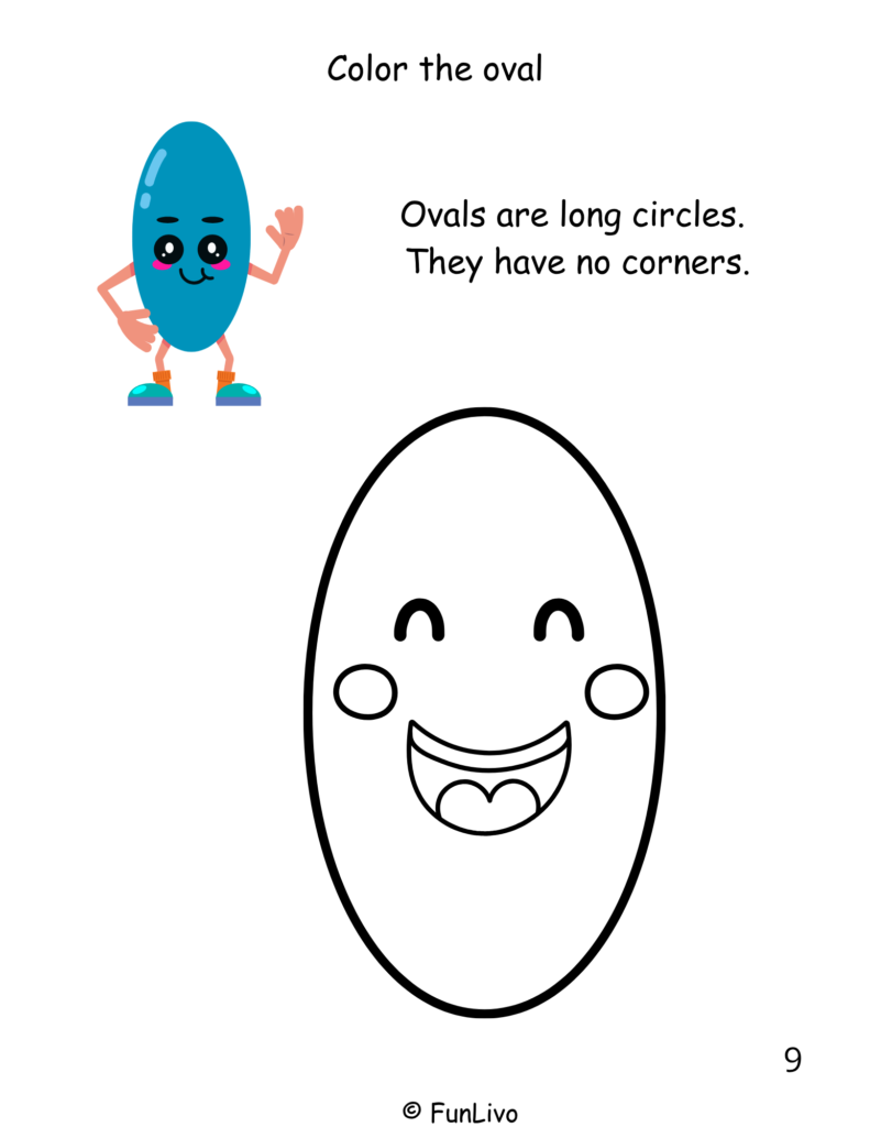 Oval coloring worksheet for preschool kids