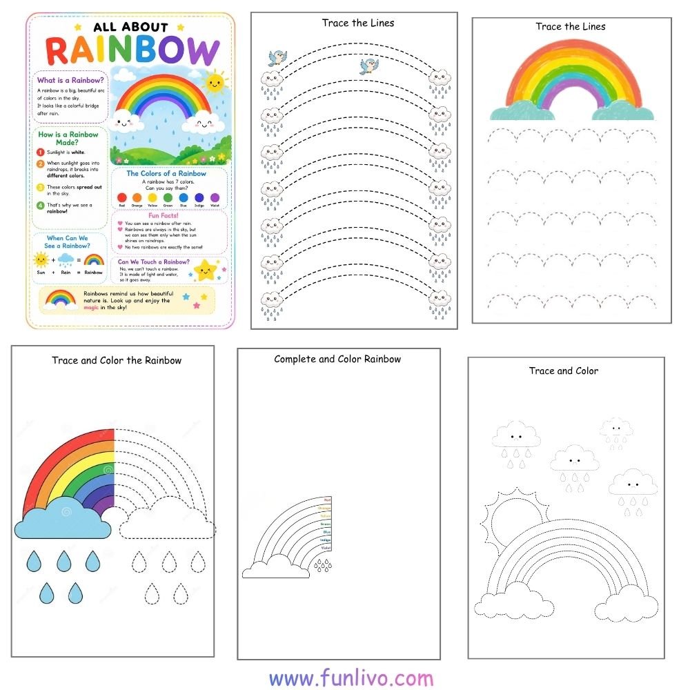Free images of the rainbow worksheet activity and worksheet pack
