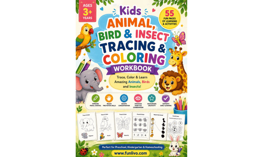 Free animal coloring worksheet for preschool kids Ages 3-6