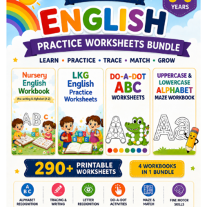 Preschool English Worksheets Bundle for Kids | Ages 3–6