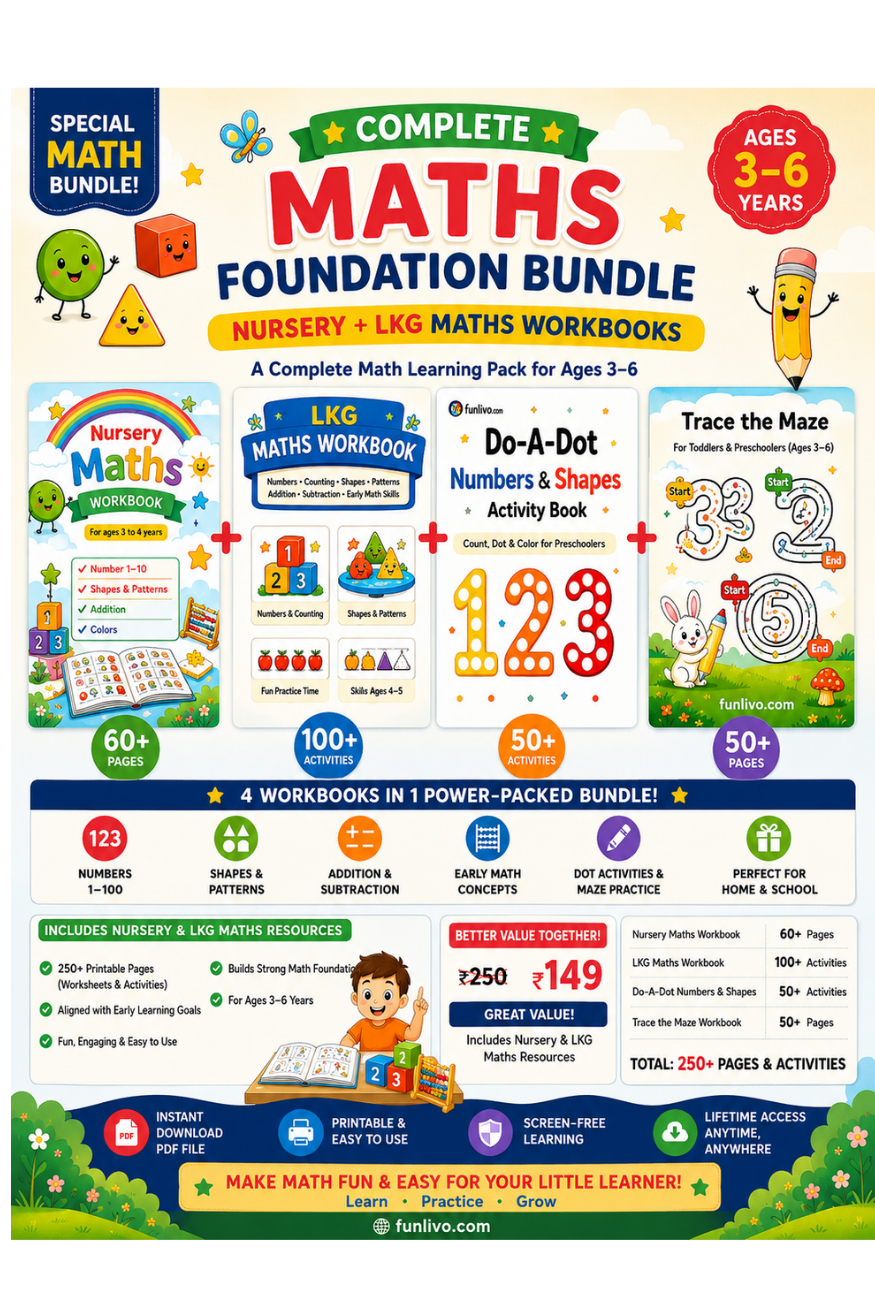 Preschool Math Worksheets Bundle | Ages 3–6