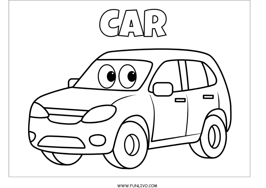 Free car coloring worksheet for preschool kids