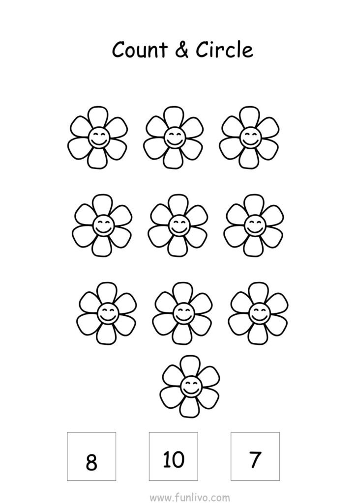 Count and Circle worksheet for preschool kids