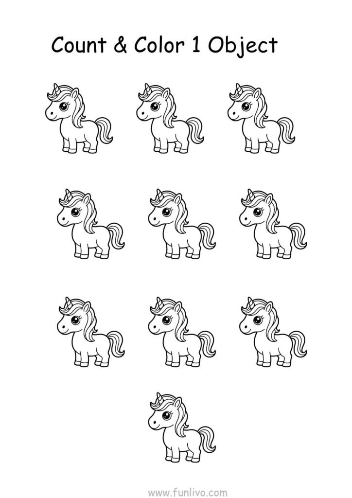 Count and color free worksheet for preschool kids