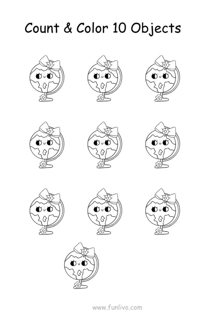 Count and color free worksheet for preschool kids