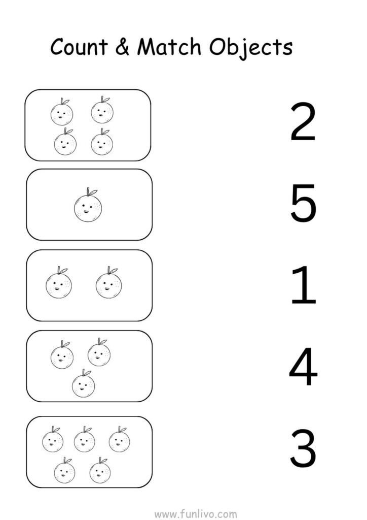 Count and match free worksheet for preschool kids