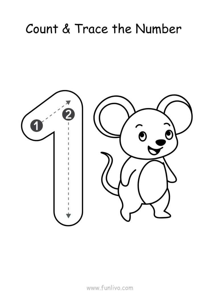 Count and Trace free worksheet for preschool kids