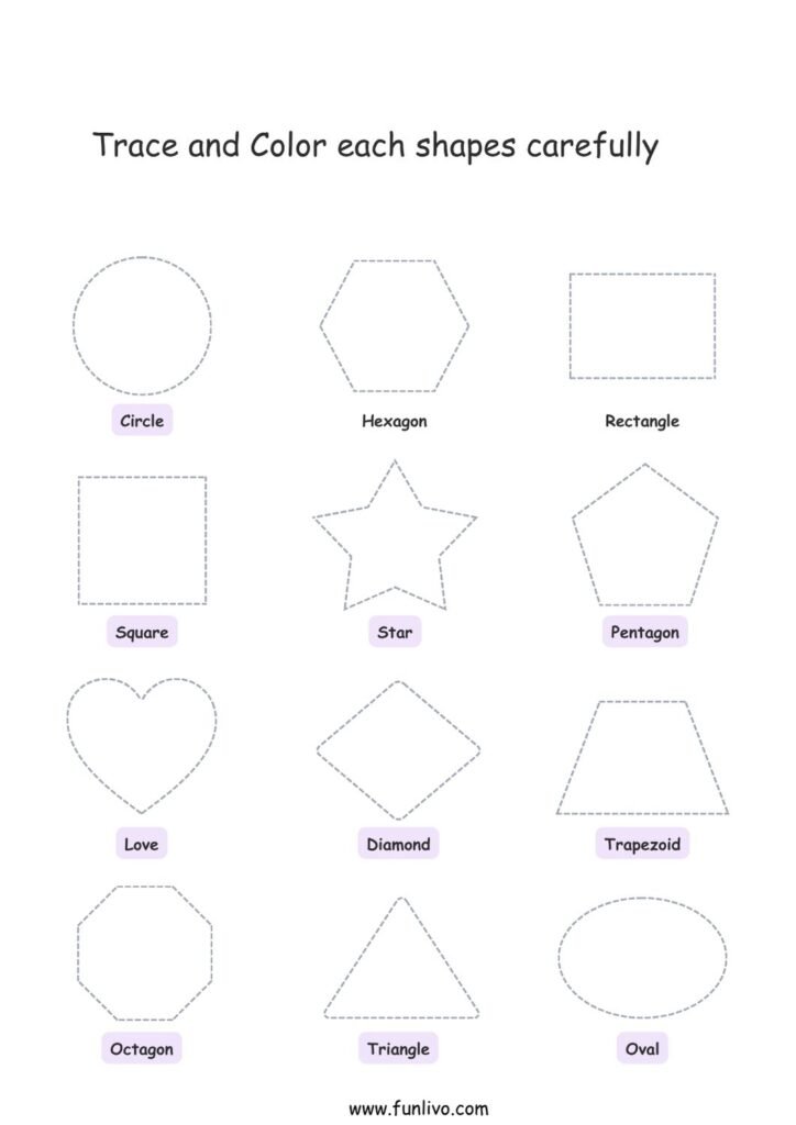 Shape tracing worksheet for preschool kid