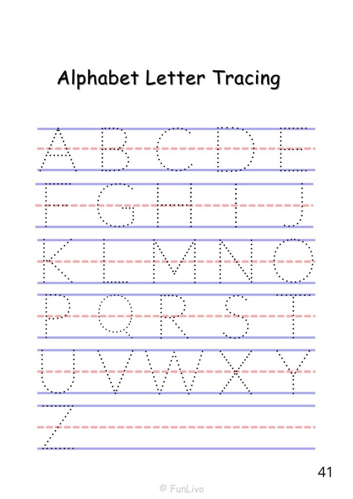 Uppercase letter A-Z Tracing Worksheet for Preschool kids